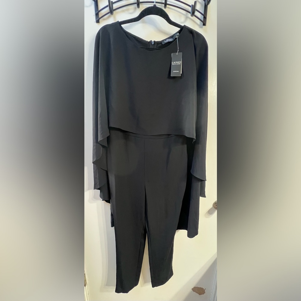 Lauren Ralph Lauren Black Layered Long-Sleeve Jumpsuit with Cape